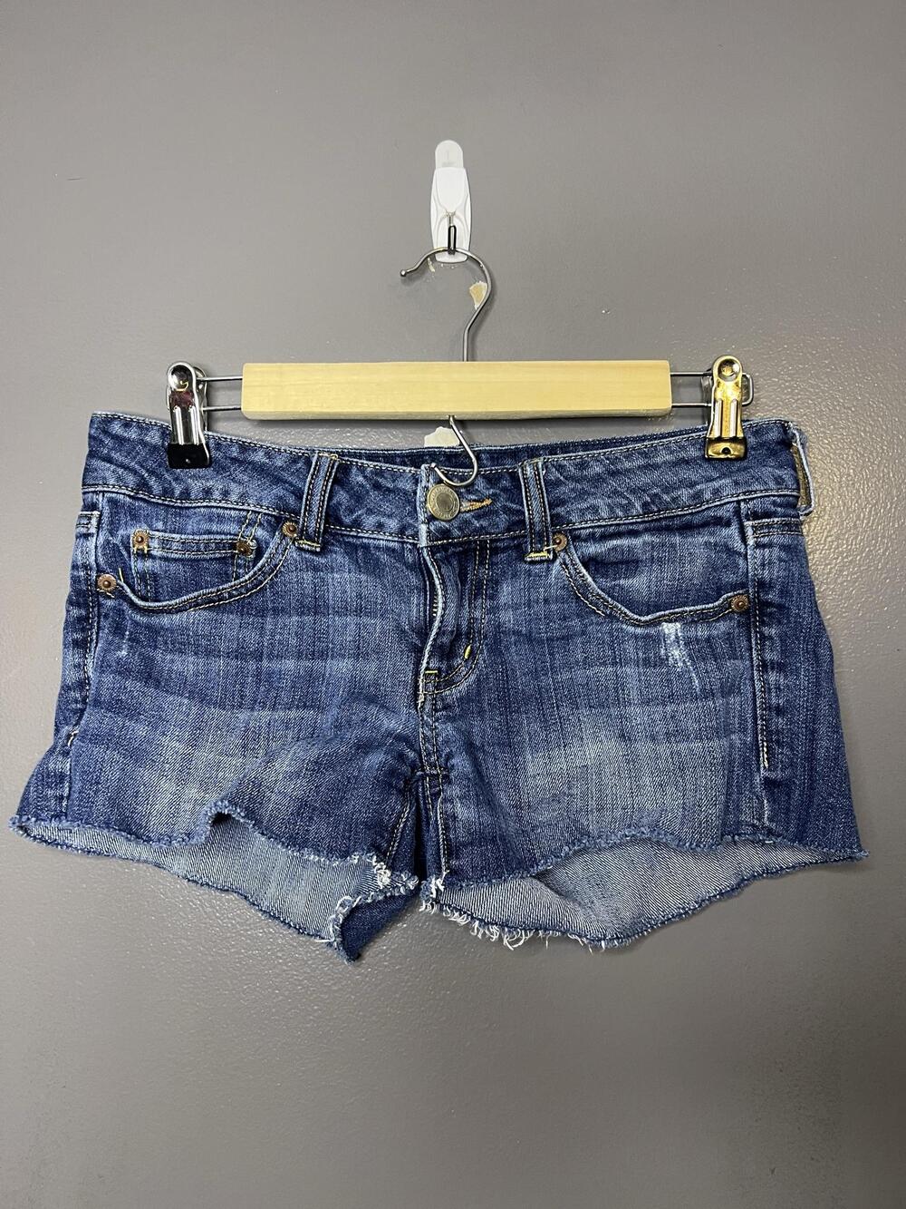 American Eagle Outfitters Shorts Womens 2 Blue Denim Stretch Cutoff Raw Hem